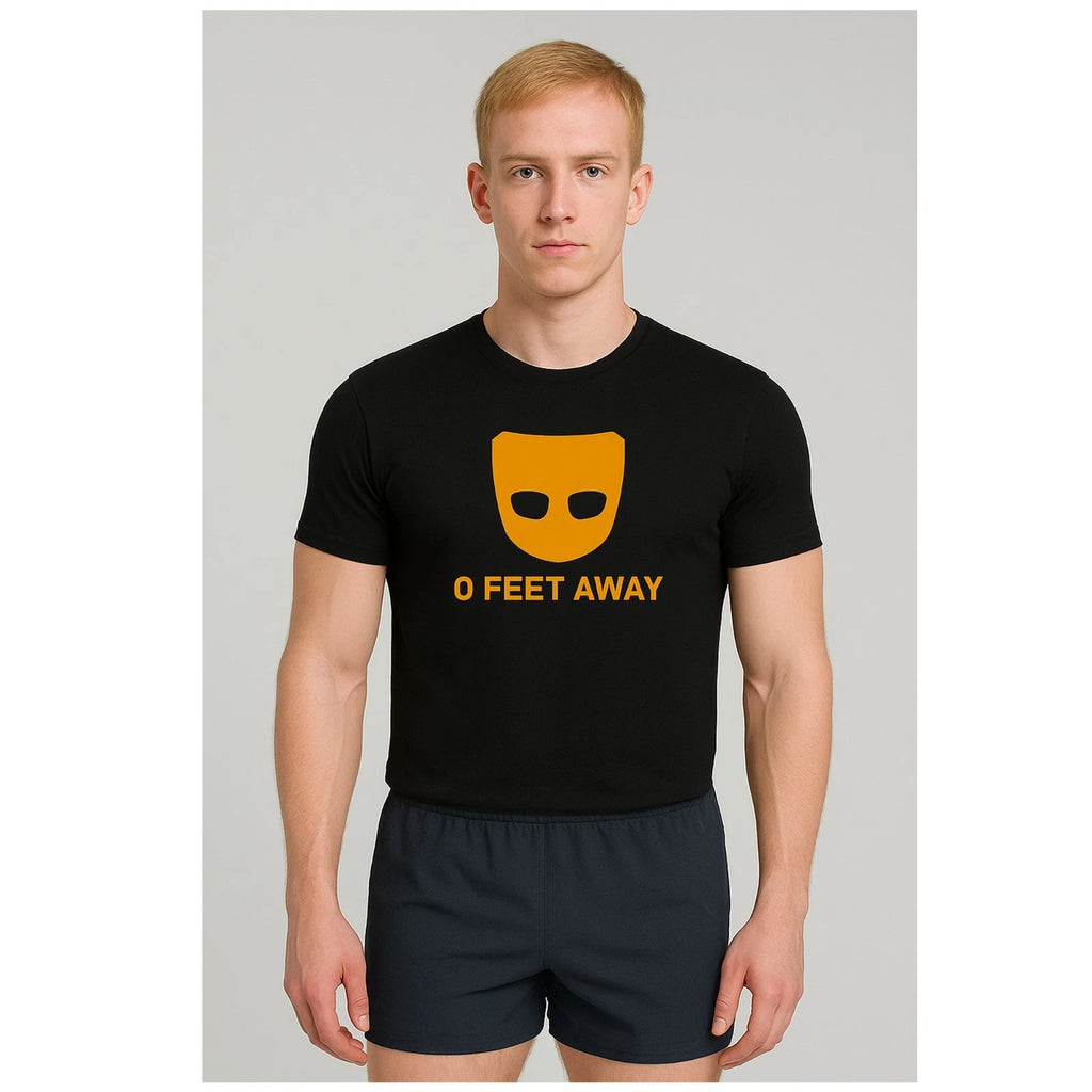 Grindr t shirt mens funny top 0 feet away pride t
