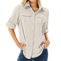 Women's shirt blouse UPF 50+ UV protection long sleeve shirt outdoor hiking shirt safari dress...