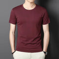 Short Sleeve Round Neck Slim Fit Men T-Shirt for Warm Weather or Indoor Wear