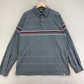 VTG Y2K Anchor Blue Shirt Mens XL Gray Striped Long Sleeve Polo Preppy Blokecore