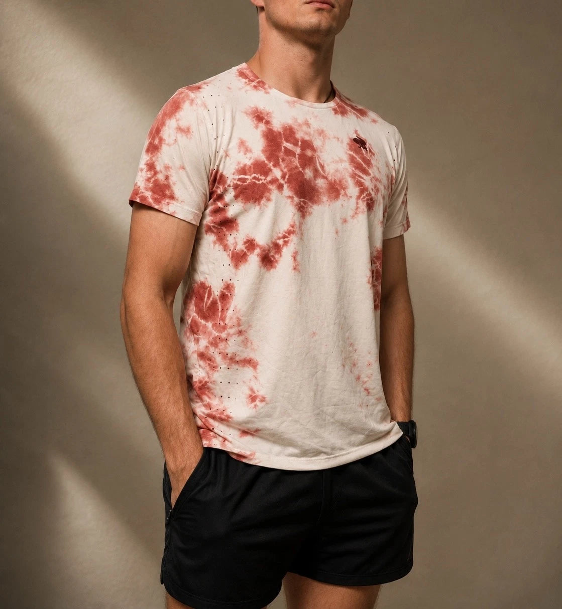 Rabbit UPF Tee SS Men's Medium Pink and White Custom Tie Dye