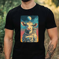 Mens Cow as Astronaut Motif Cotton T-Shirt Size XS to 5XL