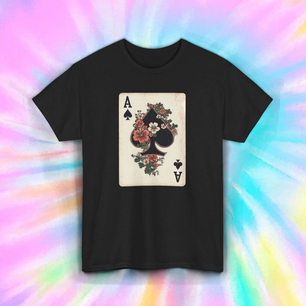 Ace of Spades Shirt Floral Playing Card Poker Graphic Tee S-5XL