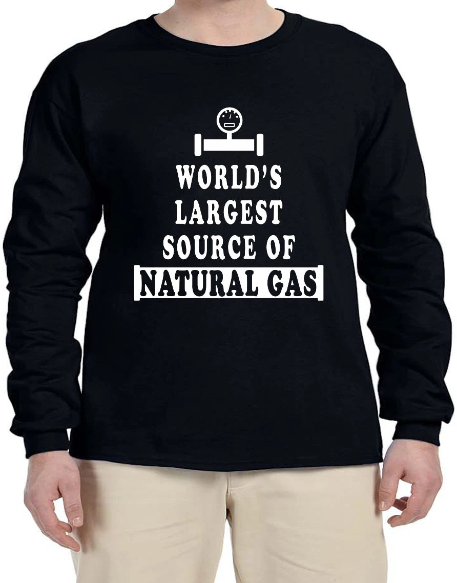 Funny Farting Natural Gas Dad Joke Design Long arm Shirts Men's Long Sleeve Gift