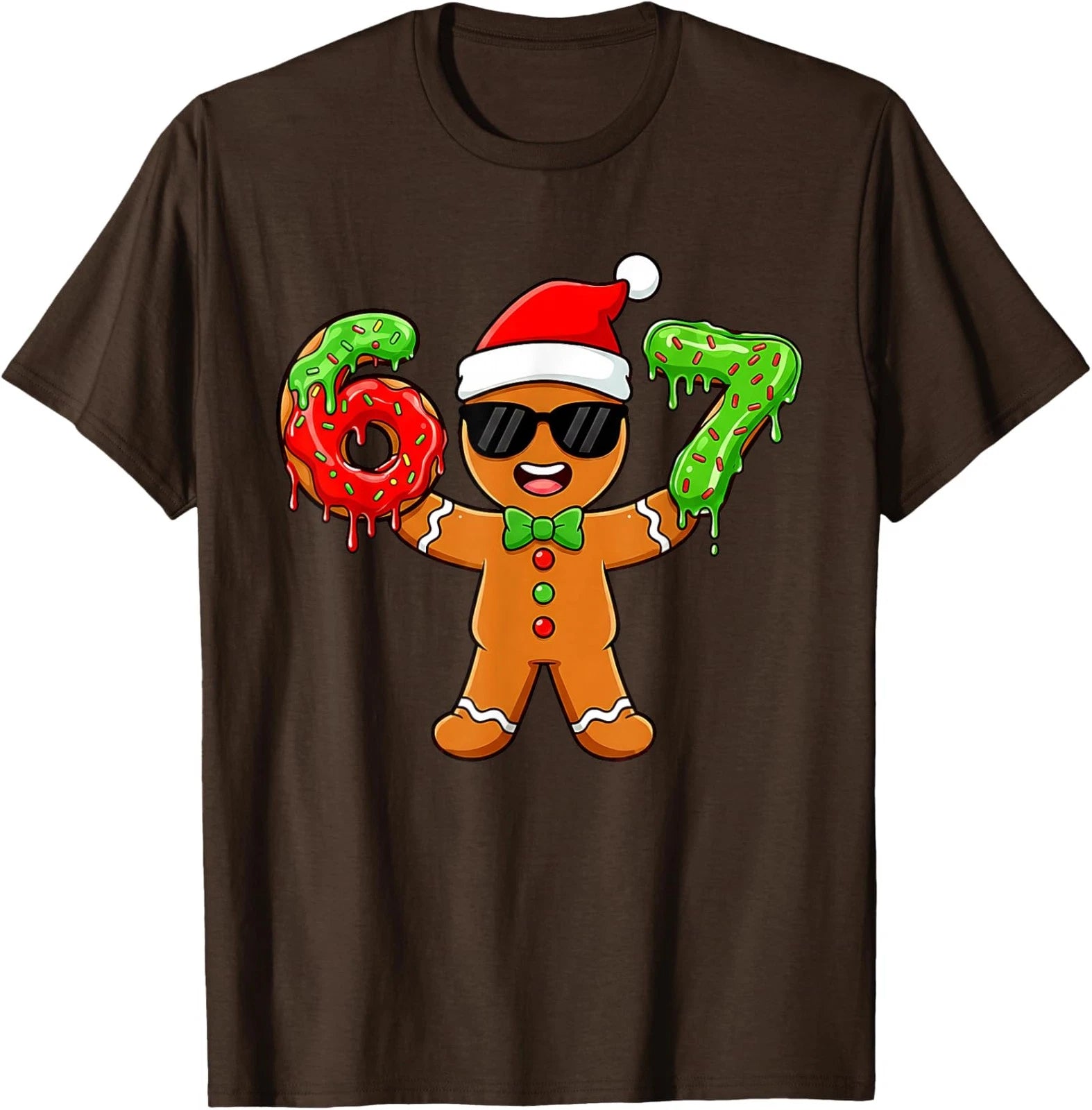 Gingerbread Six Seven 67 Meme 6 7 Funny Christmas Unisex T-Shirt