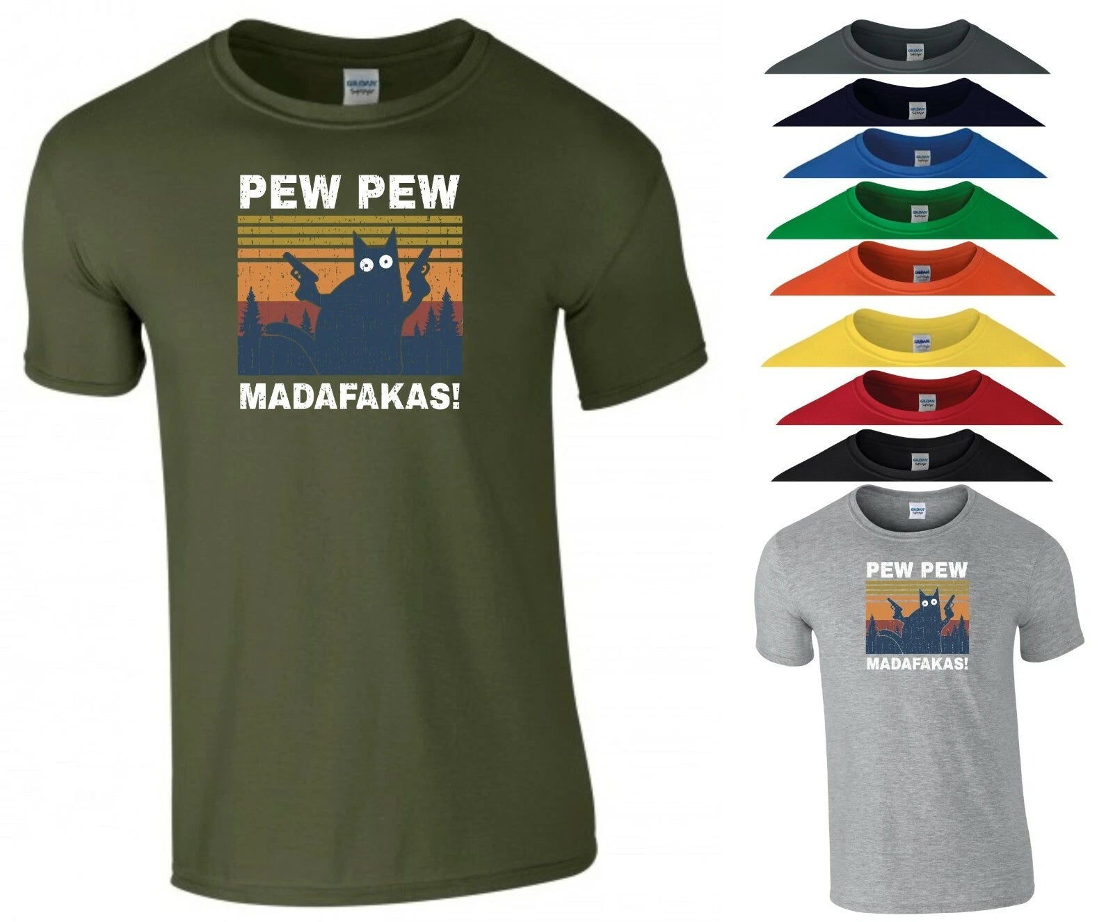 Pew Pew Madafakas T Shirt Cat Lovers Funny Rude Joke Birthday Gift Men Tee Top