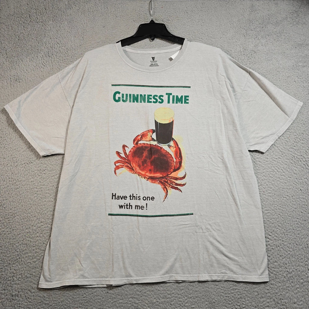 GUINNESS IRISH BEER SHIRT MENS 2XL Gray IRELAND Distressed Crab Brew CASUAL NWT