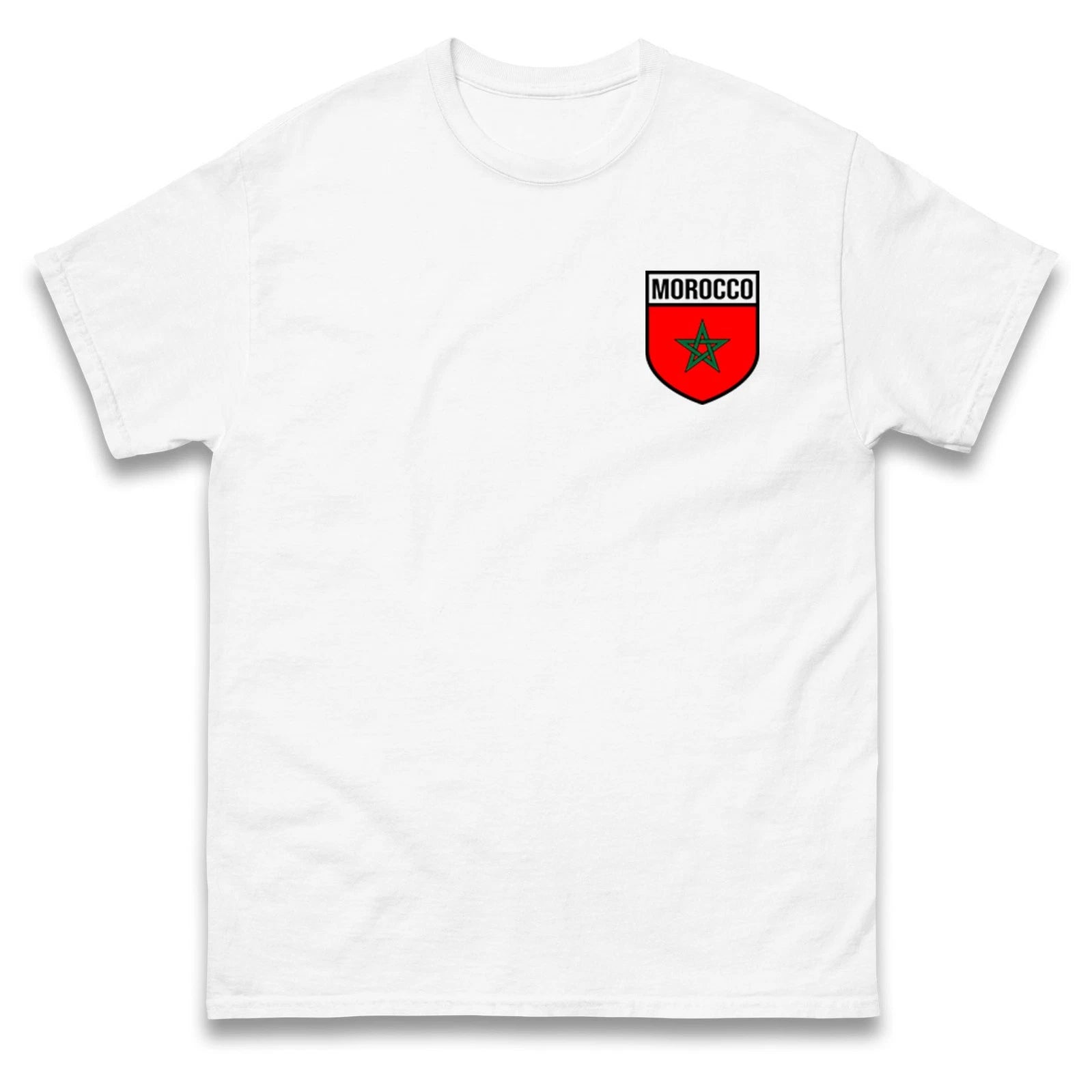 Personalised Morocco Badge football T Shirt, Custom Name and Number Morocco Tee
