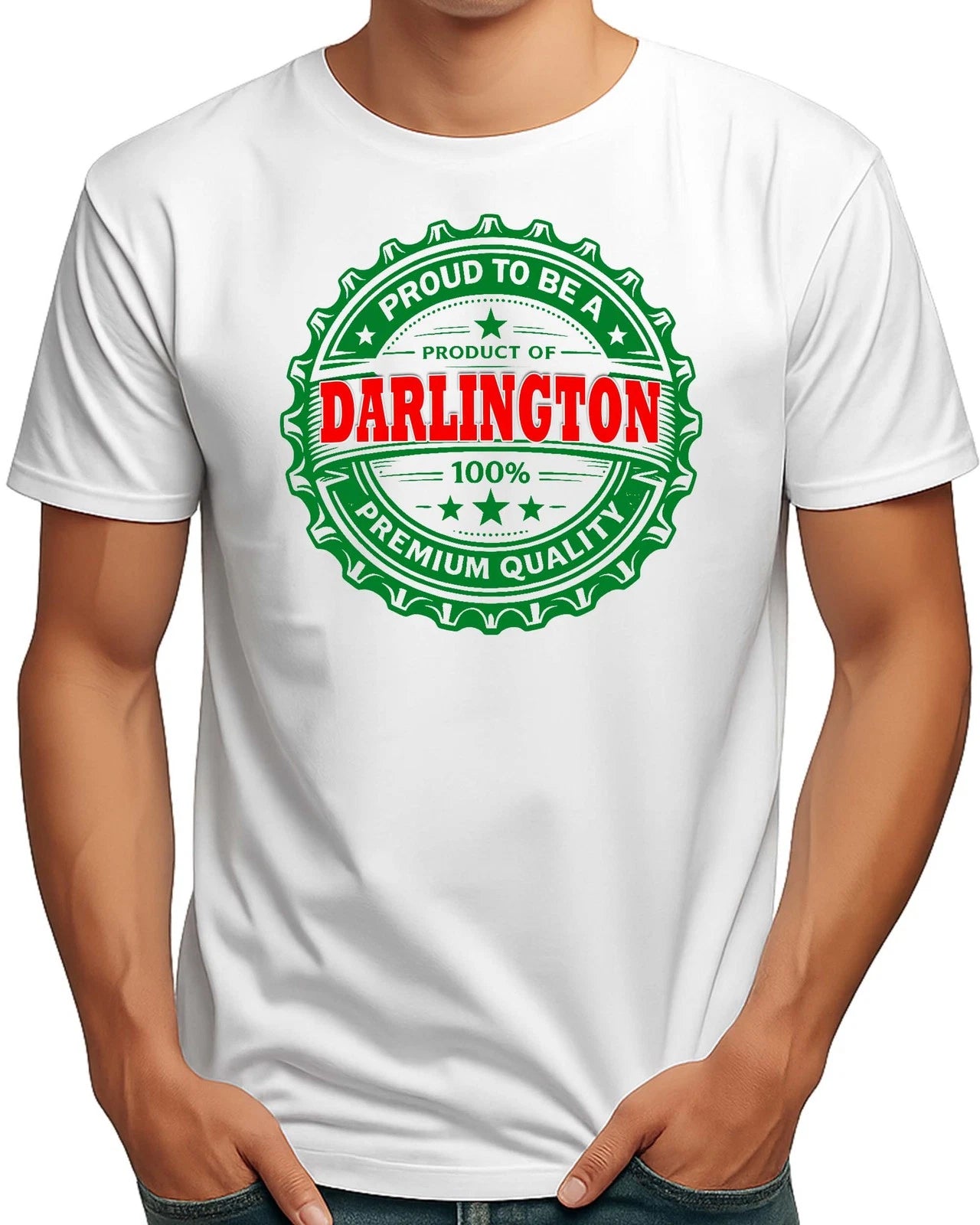 DARLINGTON PLACE OF BIRTH MENS FUNNY BEER T-SHIRT