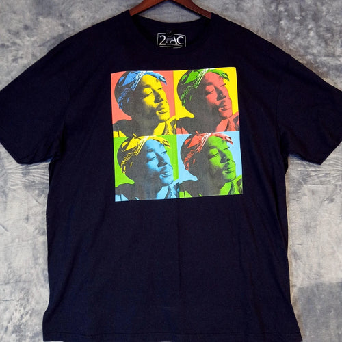 2PAC Shirt Mens 2XL Black Pop Art Quad Portrait Graphic Rap Hip Hop 2017 Tee