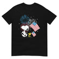 Peanut Sno0py Woodstock American Flag Fireworks T-Shirt 4th of July Unisex Tee