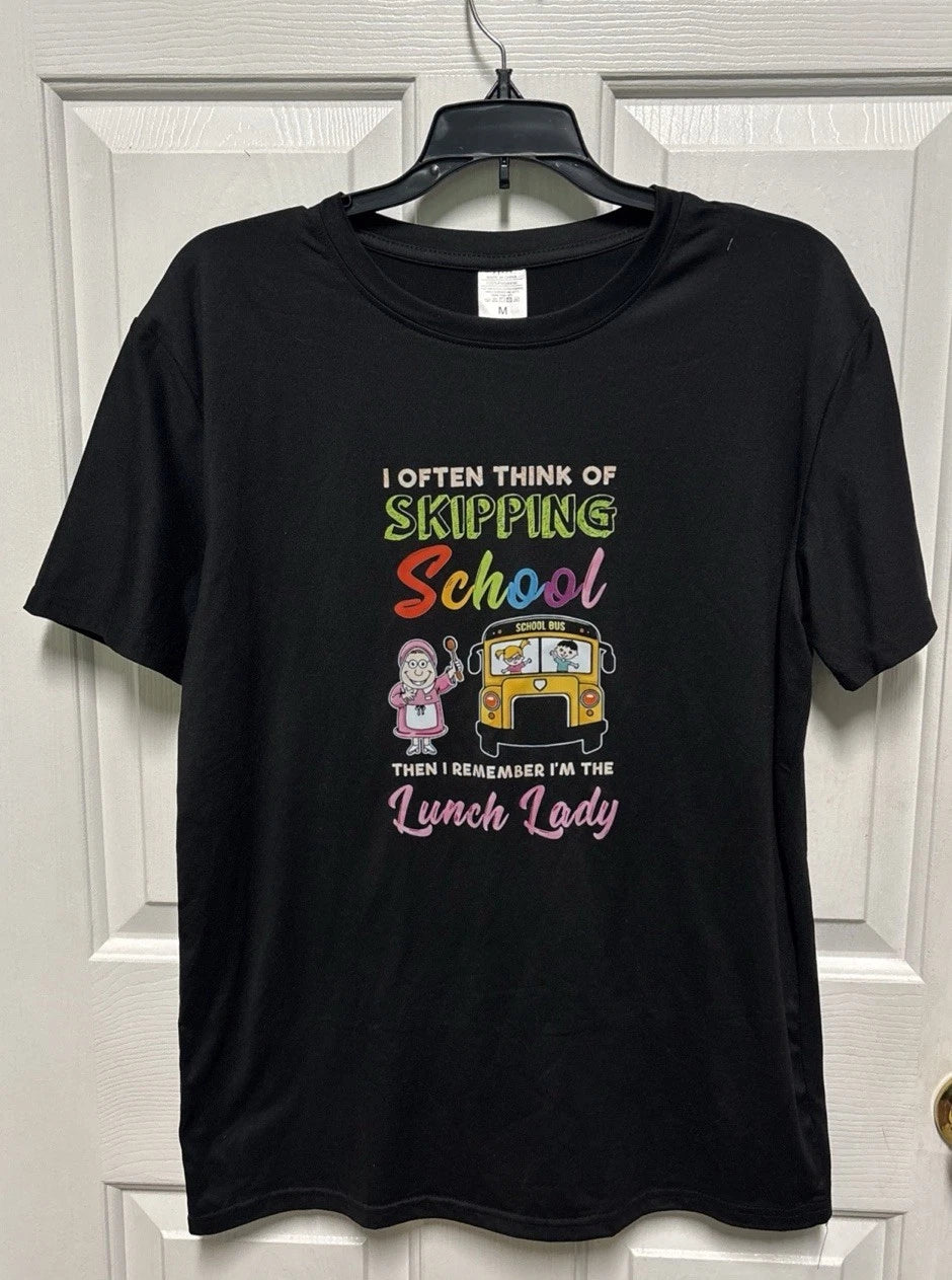 Funny Lunch Lady Graphic Tee - 100% Cotton, Stretchy & Breathable, Casual Medium