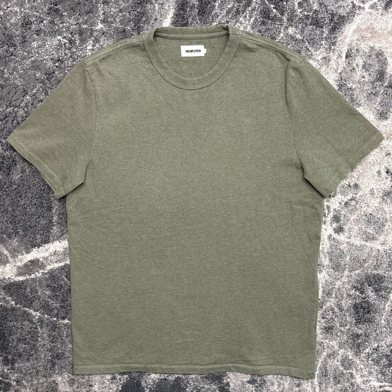 Taylor Stitch Organic Cotton Shop Tee Shirt Mens 44 XL Bag Green Heavy Huckberry