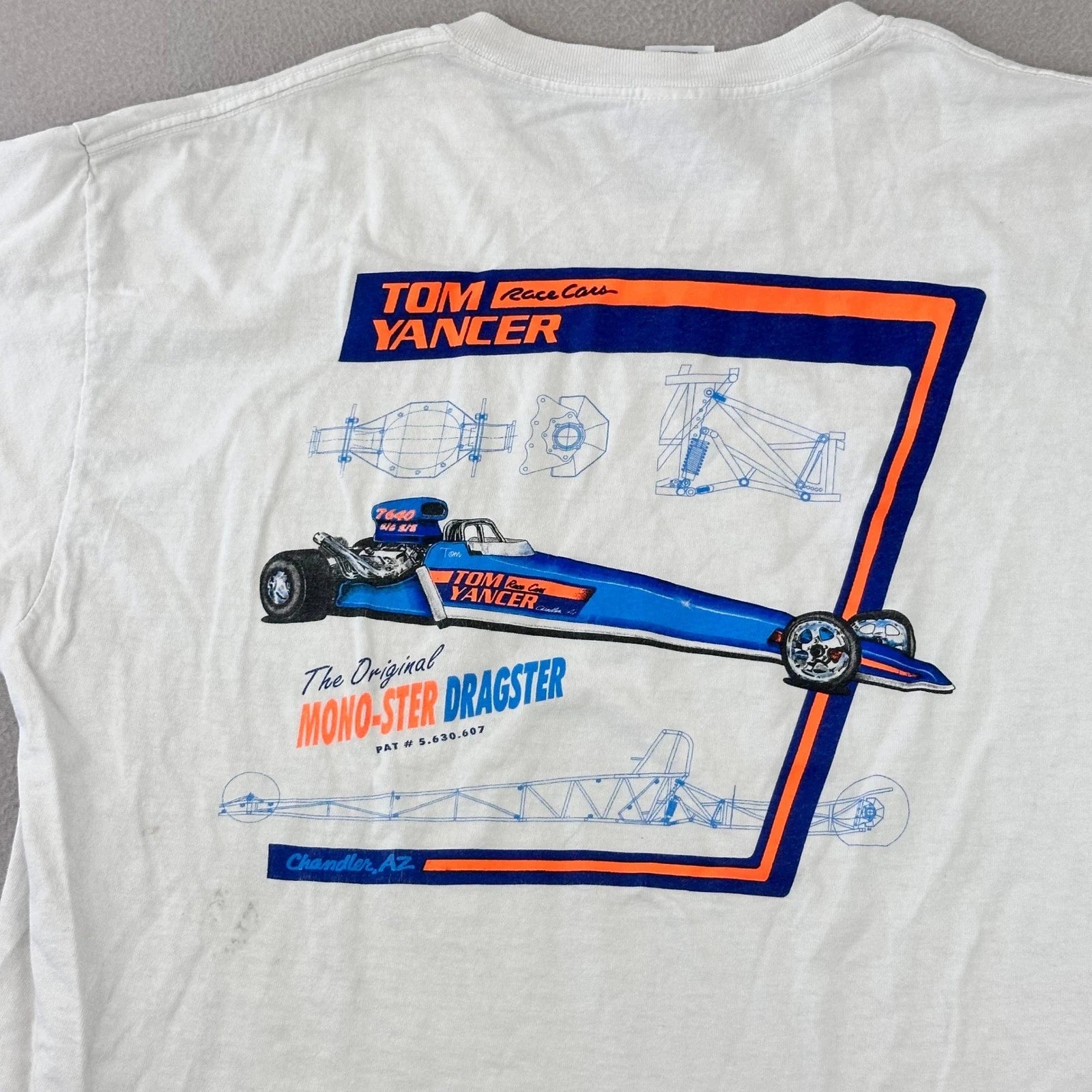 Vintage Dragster Tee Mens XL Race Graphic 'Mono-Ster' Tom Yancer T-Shirt Y2K