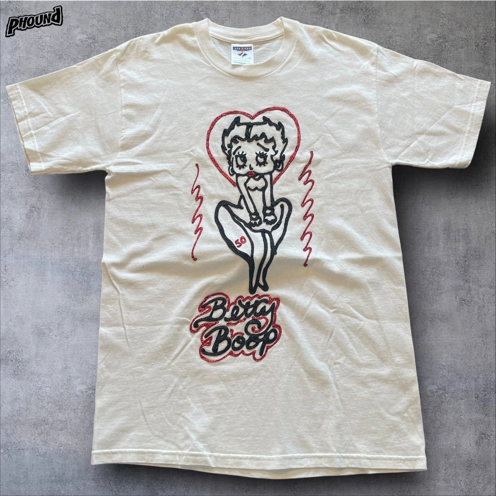 Betty Boop Custom T Shirt SIZE M Thick Glitter Paint Cute Funny Puffy