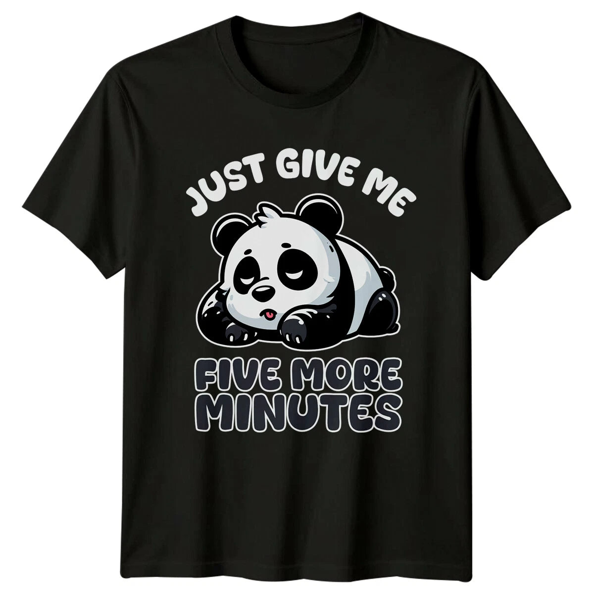 Lazy Panda Just Give Me Five More Minutes Funny Animal Pun T-Shirt