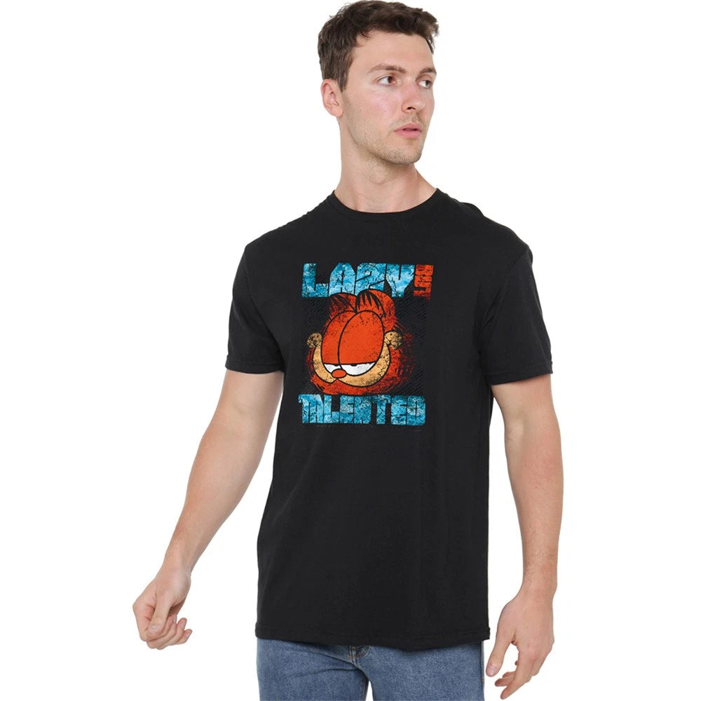 Garfield Lazy But Talented Distressed T-Shirt S-5XL, Black