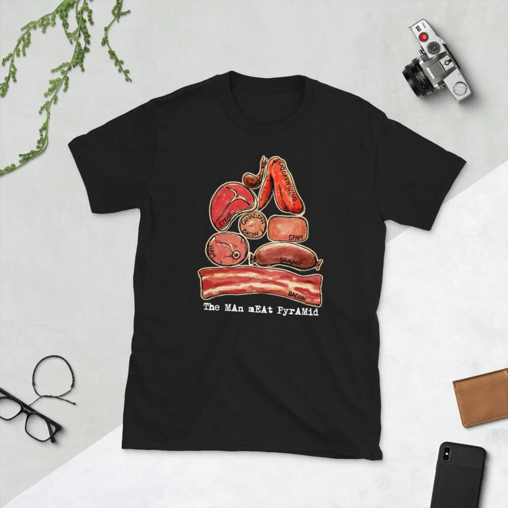 Man Meat Pyramid Dad Joke Father's Day T-Shirt Gift Bacon Ham #1 Shirt Tattoo