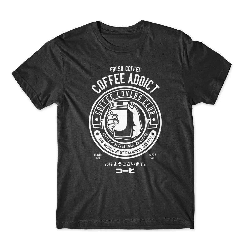 Coffee Addict T-Shirt 100% Cotton Premium Tee New