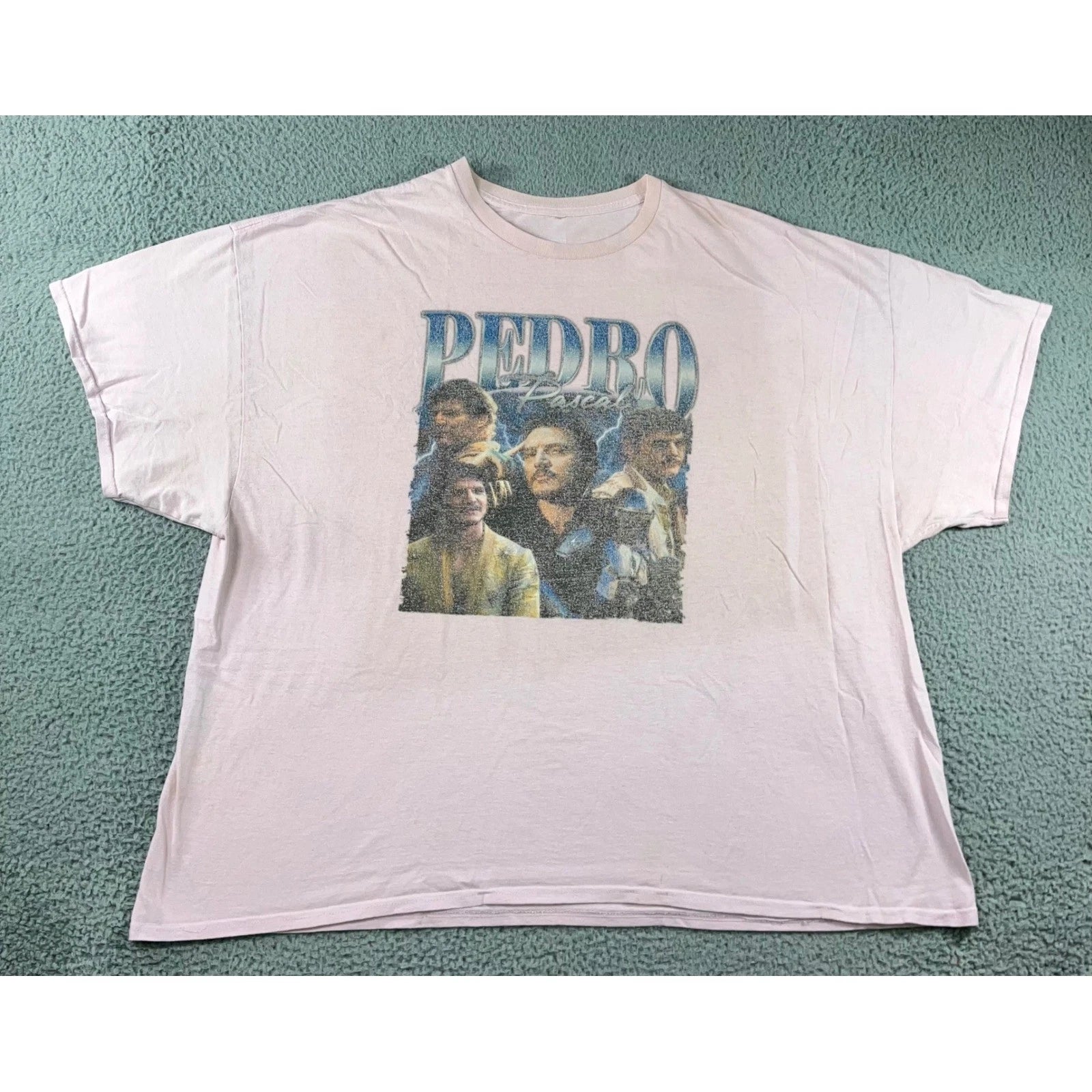 Pedro Pascal Graphic Tee Men 4XL Pink 90s Bootleg Style T-Shirt