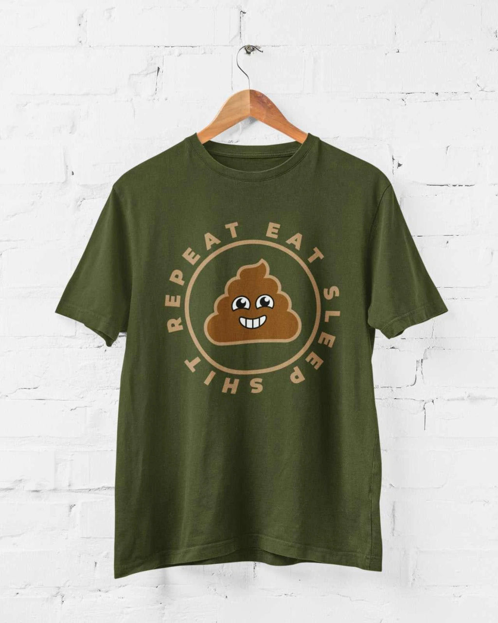 Funny Sarcastic Rude T Shirt Eat Sleep Sh*t Repeat Banter Smiling Poo Joby FAF