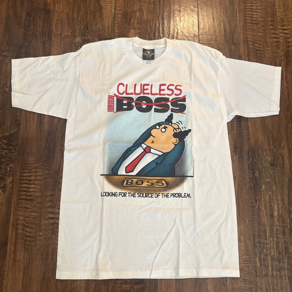 NEW!  SIZE LARGE VTG Dilbert Casual Day Work Office Funny T Shirt USA  White