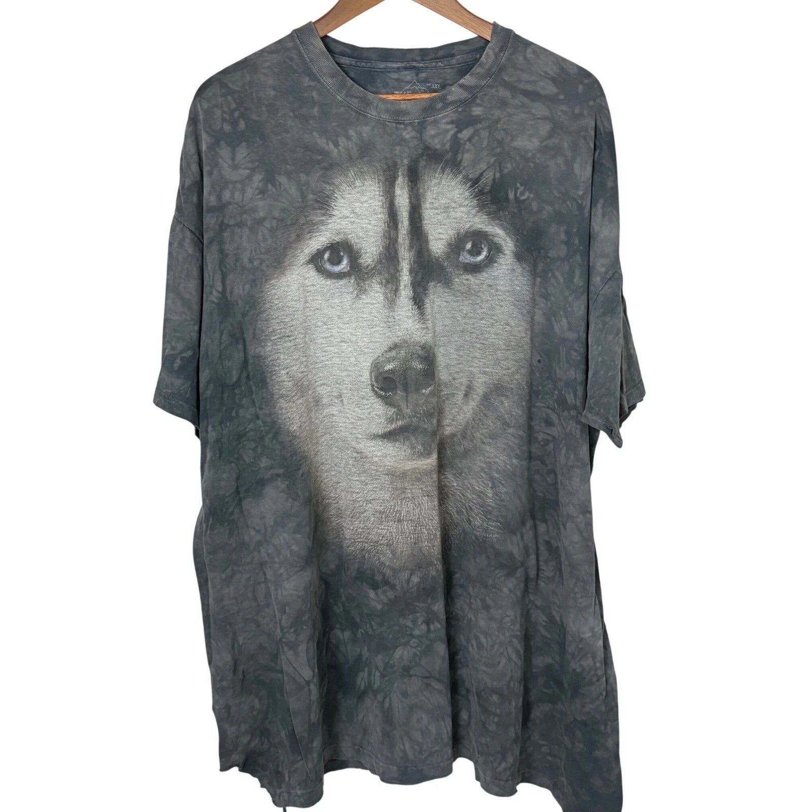 The Mountain Husky Graphic T-Shirt Mens 3XL Grey Tie Dye Distress Grunge Outdoor