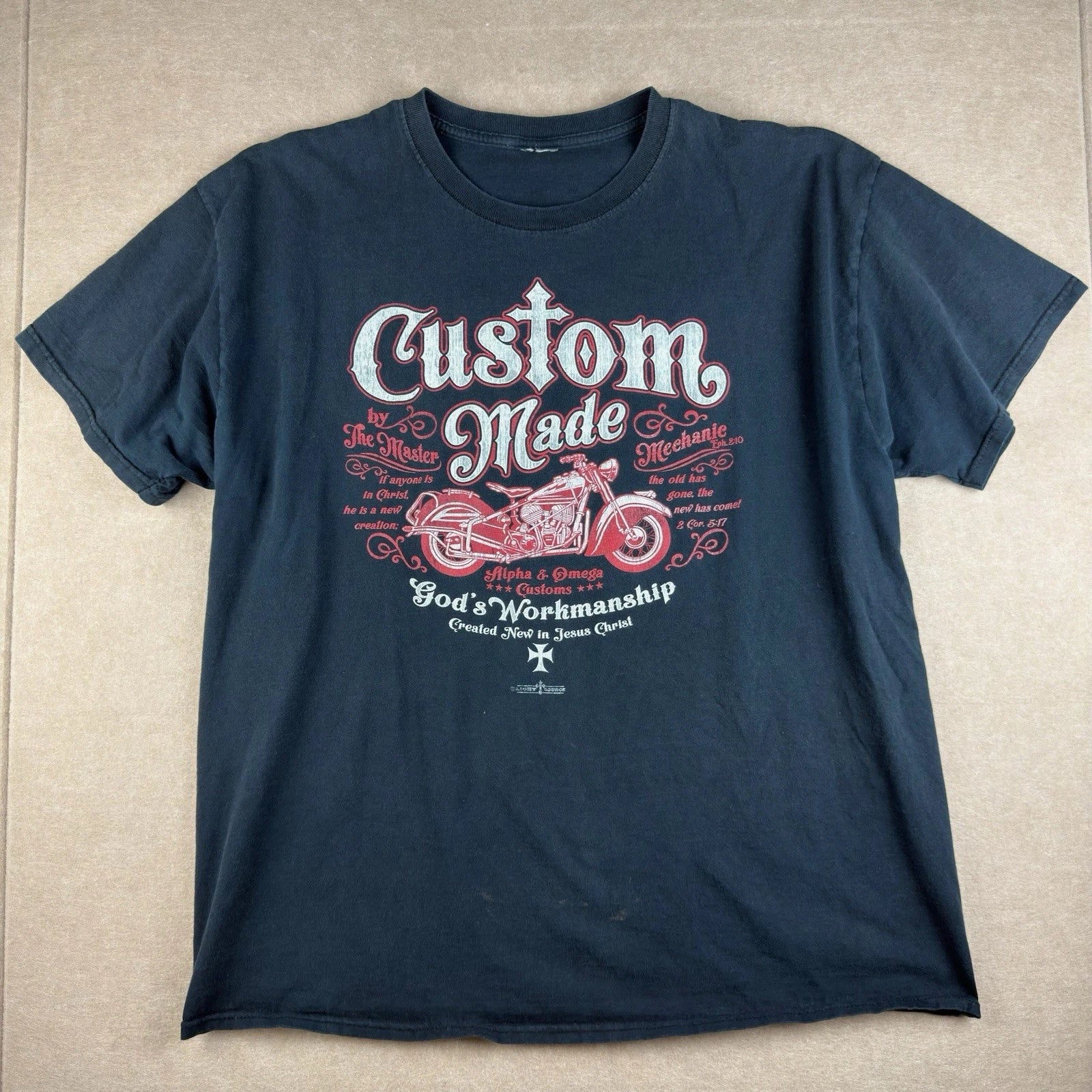 Jesus Shirt Men XL Black Christian Biker Motorcycle God’s Workmanship Custom Tee