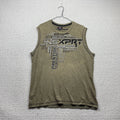 Y2K Christopher Jeans Tank Top Faded Beige / Green Cyber Grunge Skate Sz M Read