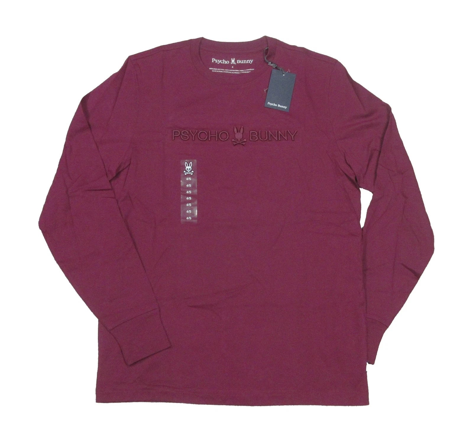 Psycho Bunny Crimson Lakewood Embroidered Logo Crew Long Sleeve T-Shirt (6-L)