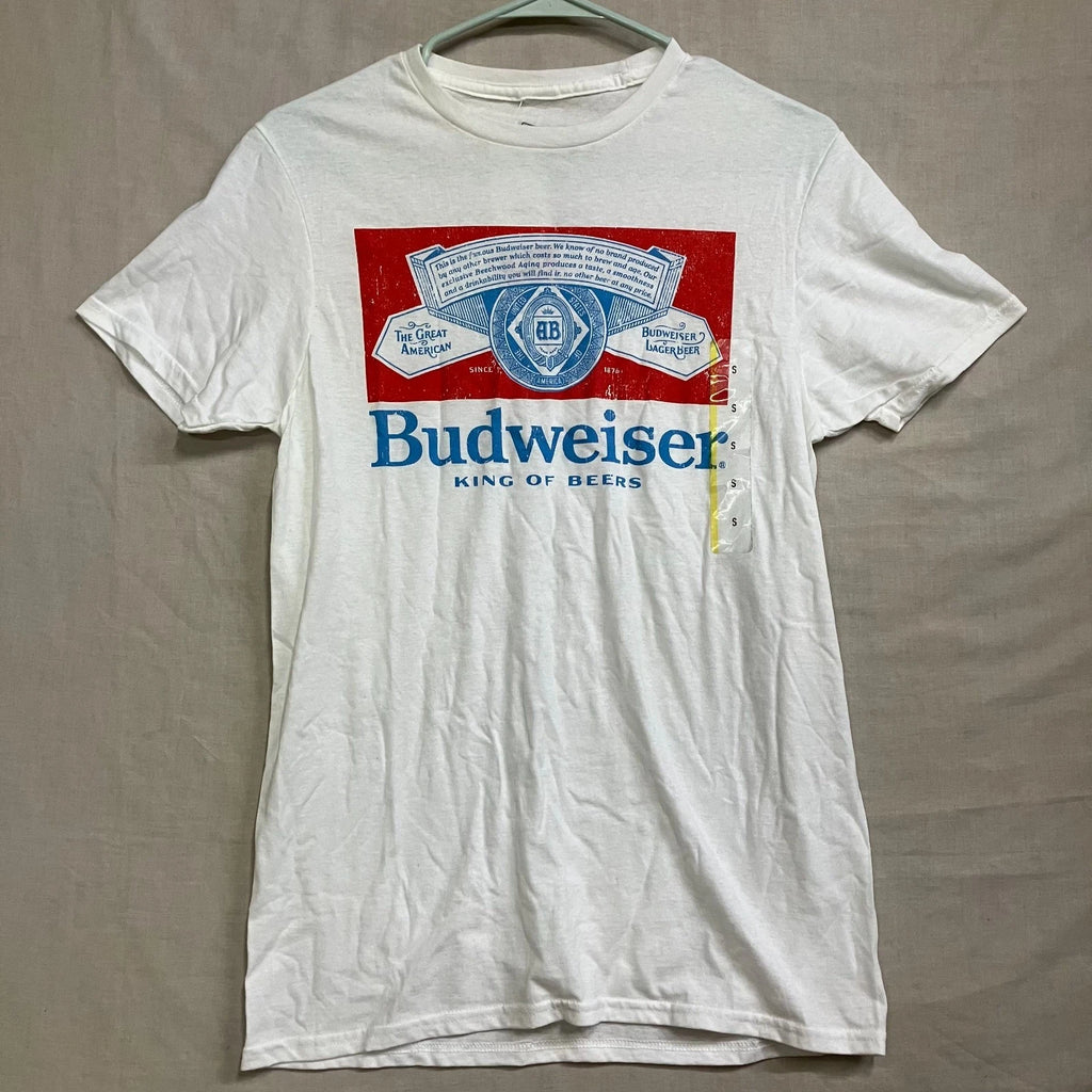 Budweiser Graphic T-Shirt Men's White King of Beers Short Sleeve Crew Neck