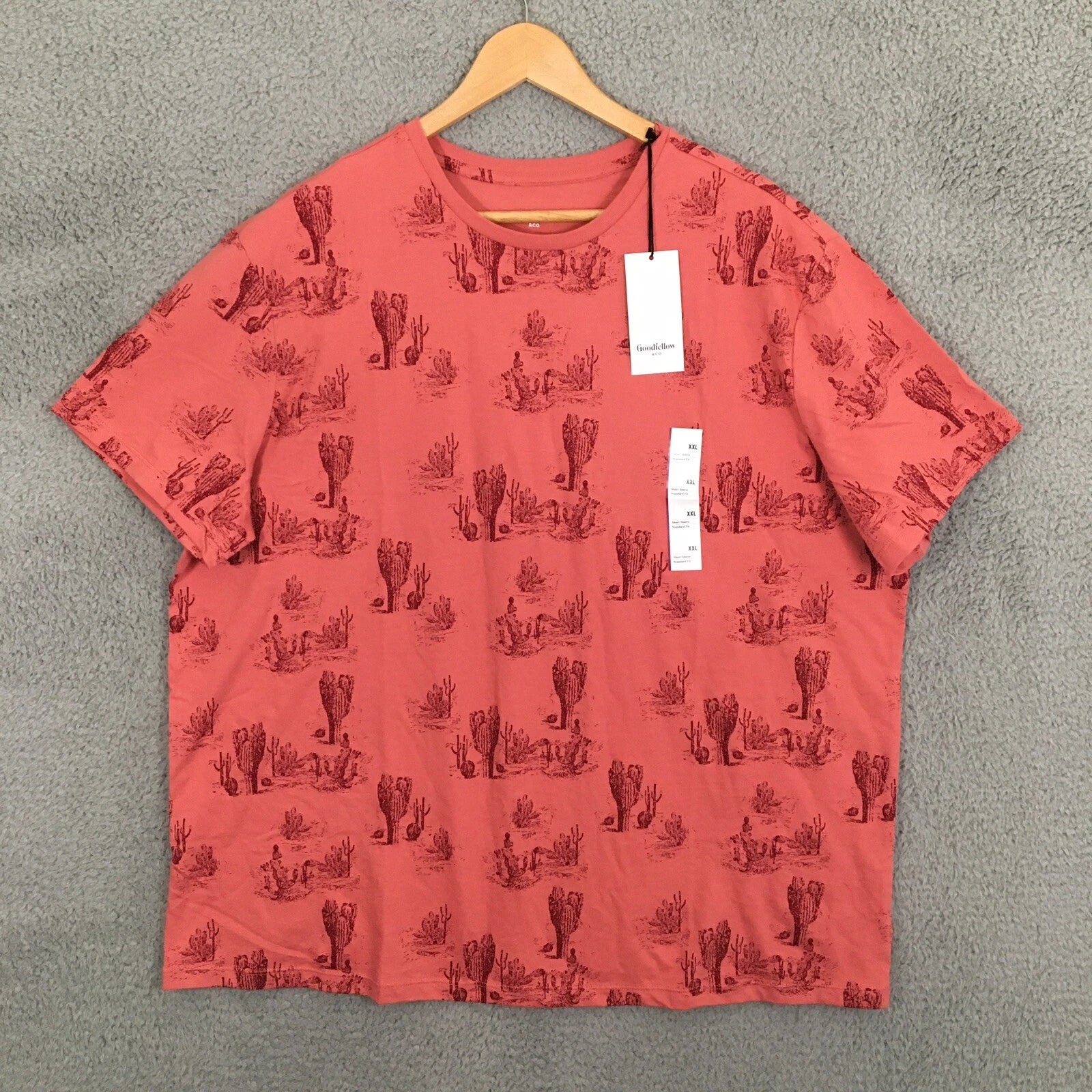 Men's Goodfellow & Co Printed Novelty Cactus T-Shirt Faded Rose Pink Size XXL