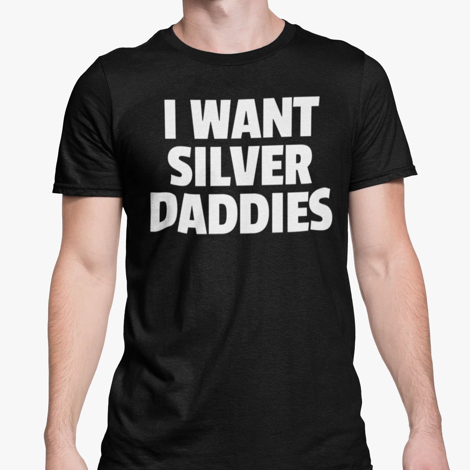 Funny Gay T Shirt I Want Silver Daddies Joke Adult Daddy Lover Humour Gift Top