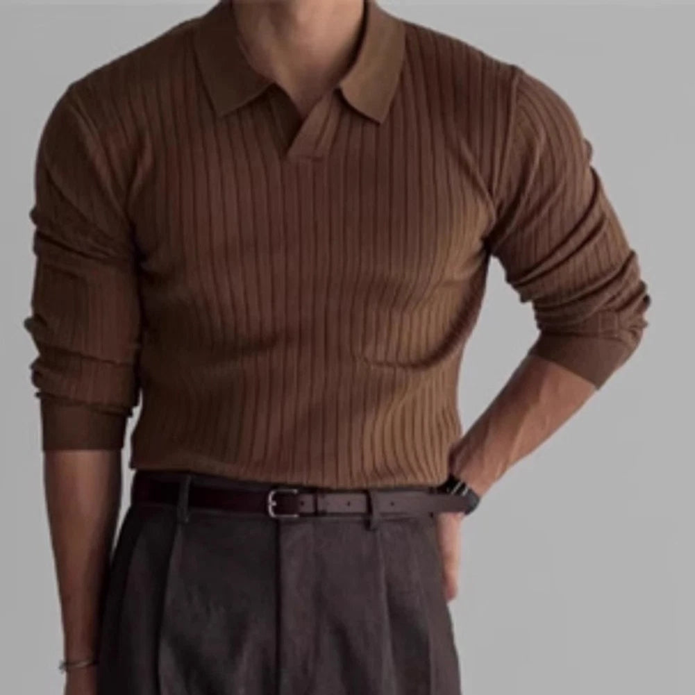 Long Sleeve Mens Casual Knitwear Tops Knitted Jacquard for Everyday Wear