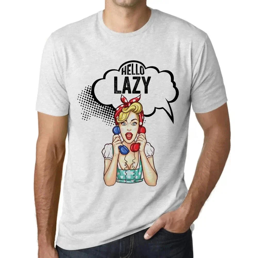 Heren Grafisch T-Shirt Hallo Luie – Hello Lazy – Eco-vriendelijk Grappige