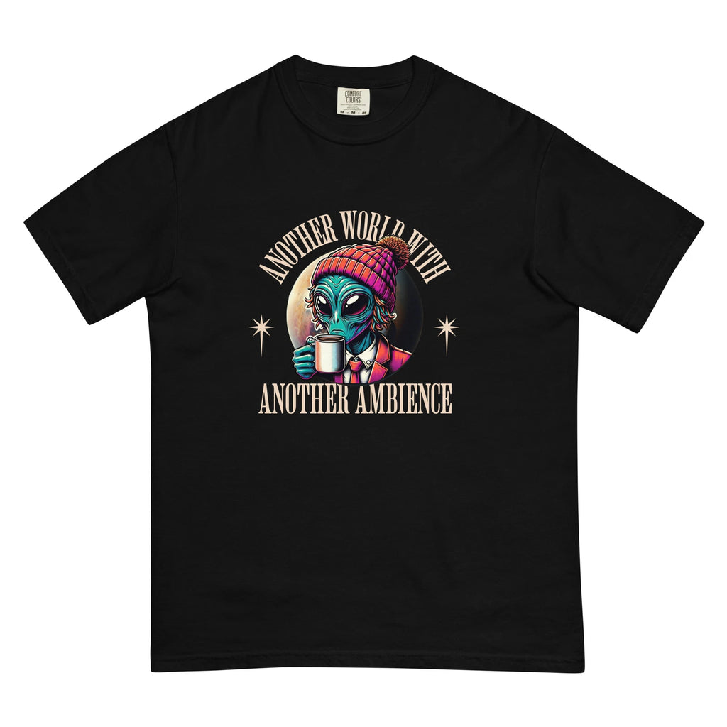 Hipster Alien Drinking Coffee Unisex garment-dyed heavyweight t-shirt S - 4X