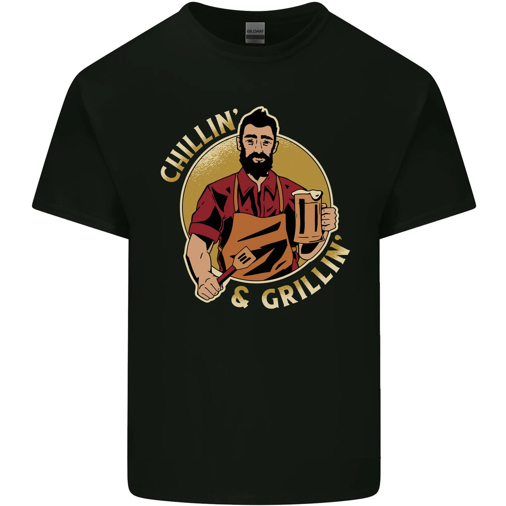 Chillin & Grillin Funny BBQ Beer Camping Mens Light Cotton T-Shirt
