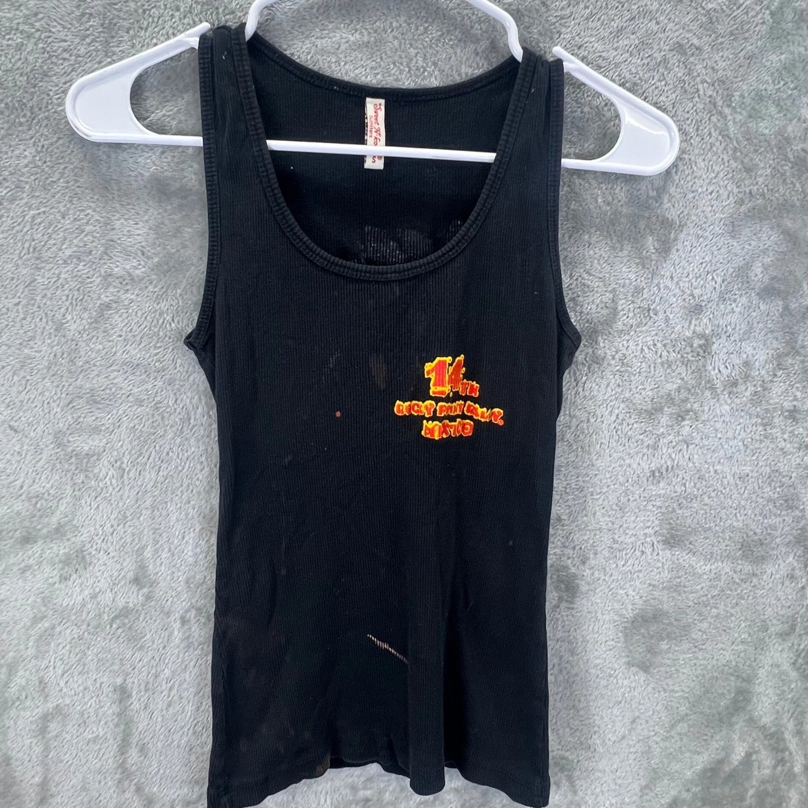 Y2K Grunge Moto Black 14th Rocky Point Rally Mexico Biker Ribbed Tank S Biker