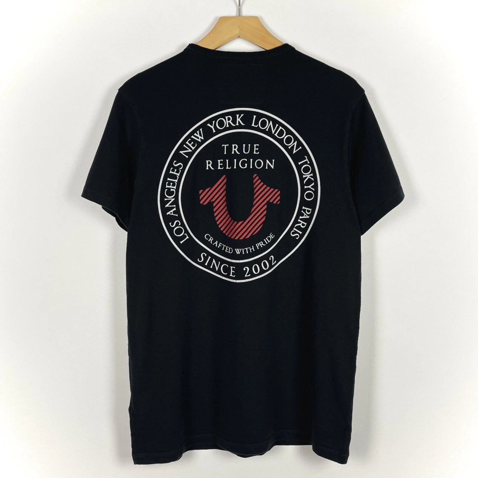 True Religion TRCWP PUFF Y2K Short Sleeve T Shirt Black Size Large Streetwear OG