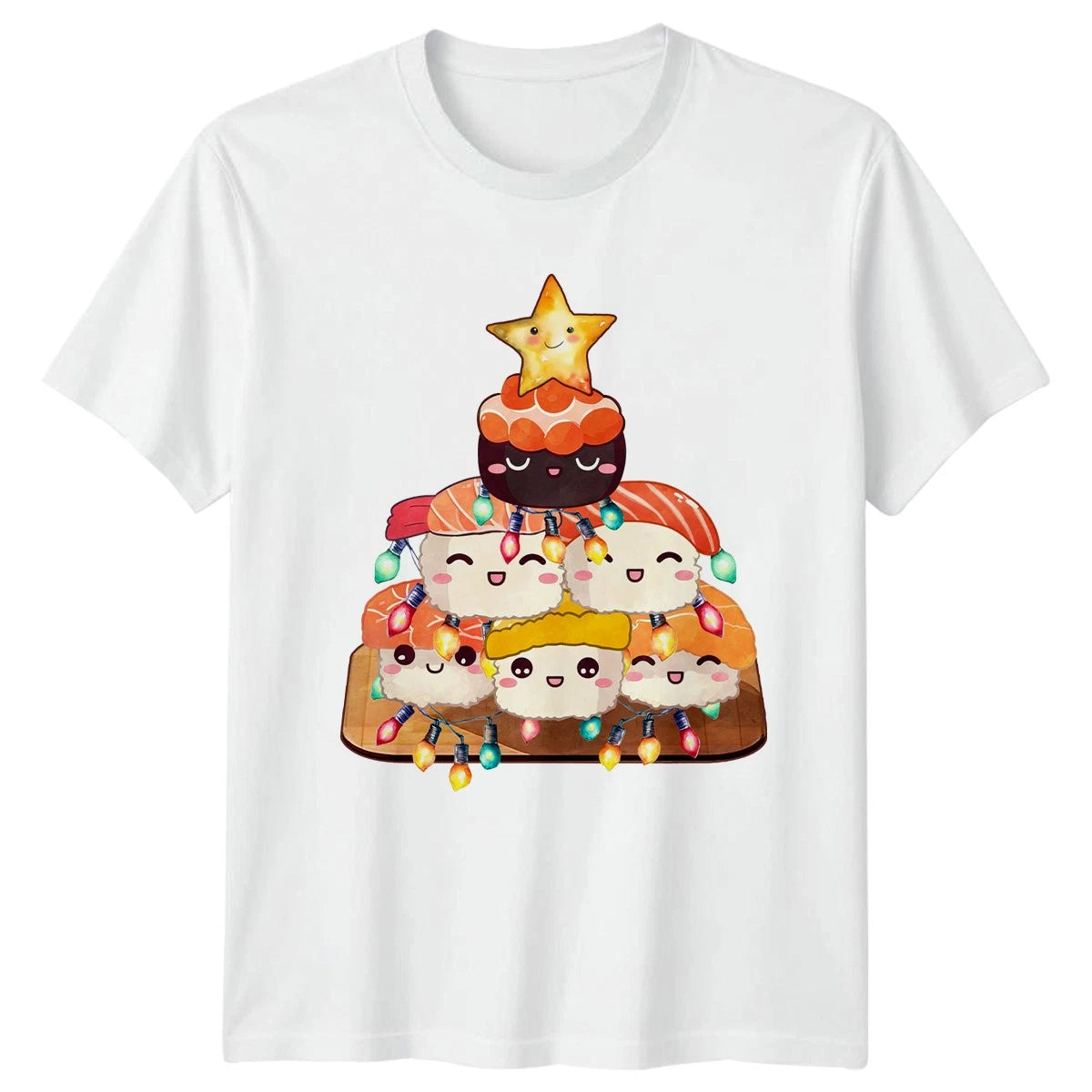 Kawaii Sushi Christmas Tree T-Shirt Japanese Food Xmas Gift For Him And Her