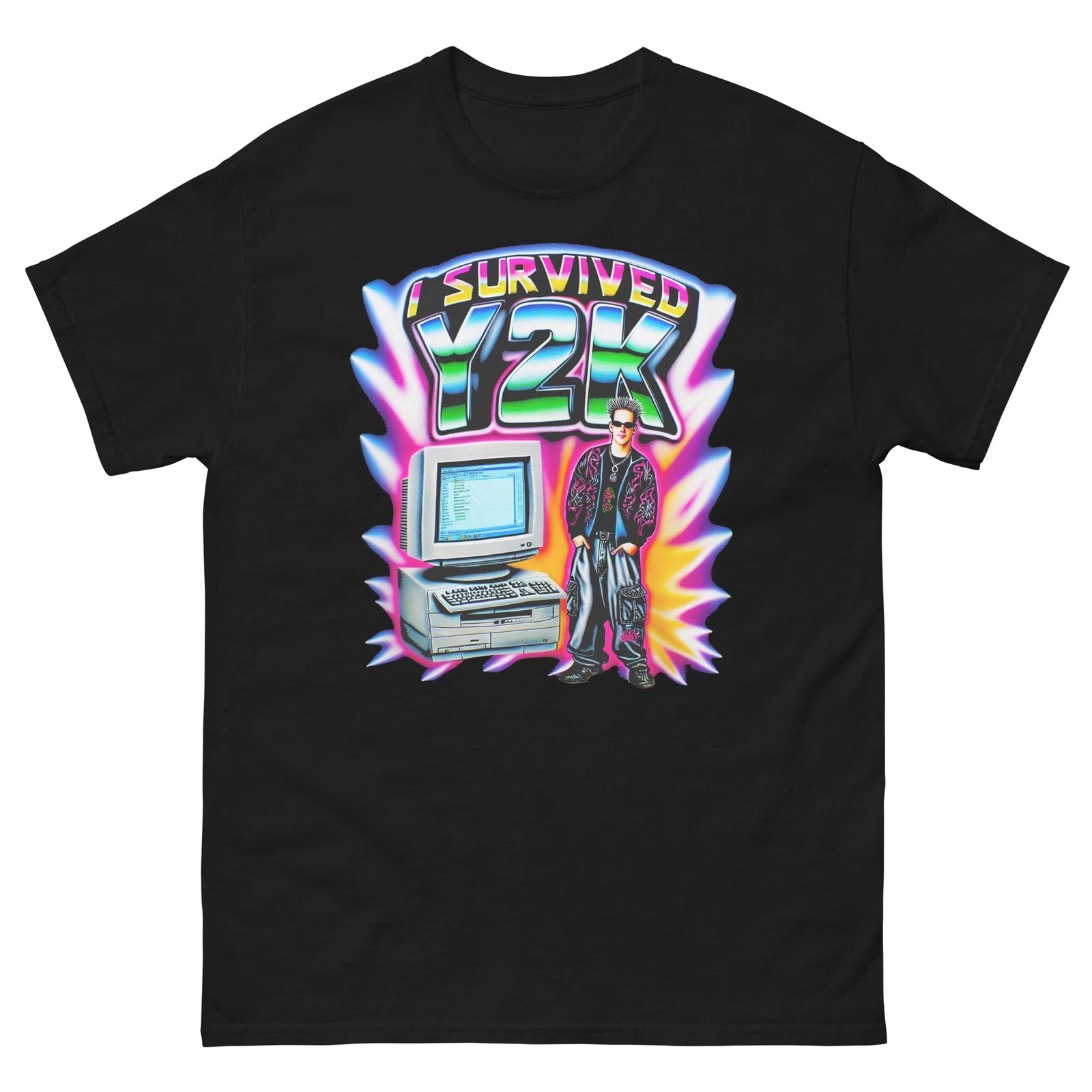 I Survived Y2K Spotlights Guy Funny T-Shirt Shirt