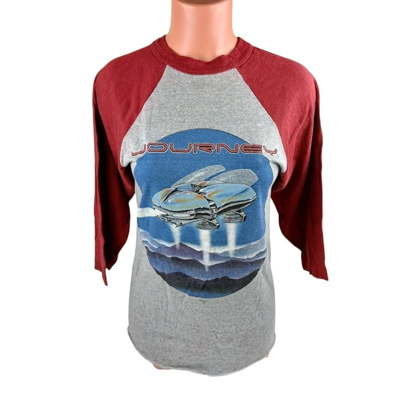 Vintage 1982 Journey Concert T Shirt Band Raglan Tee Stanley Mouse Scarab Space