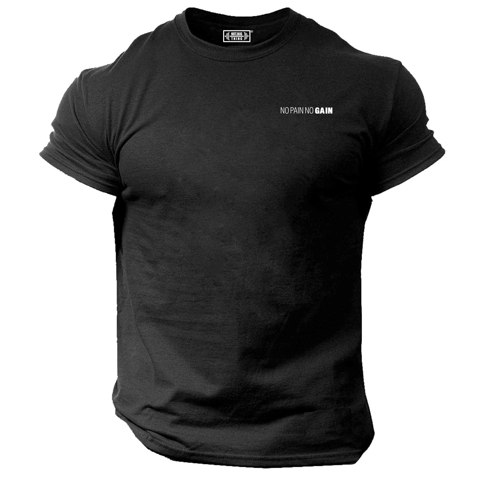 No Pain No Gain T Shirt Pocket Gym Clothing Bodybuilding Training Boxing MMA Top
