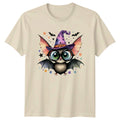 Halloween Cute Bat Witch Hat Mens T-Shirt Womens Tee Graphic Unisex Top
