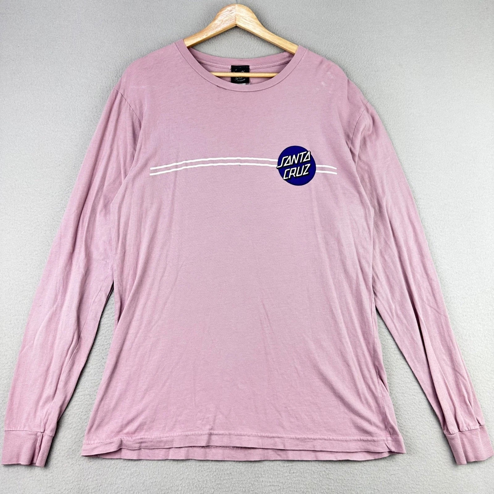 Santa Cruz T-Shirt Mens Large Faded Pink Long Sleeve Logo Graphic Tee Skater Y2K