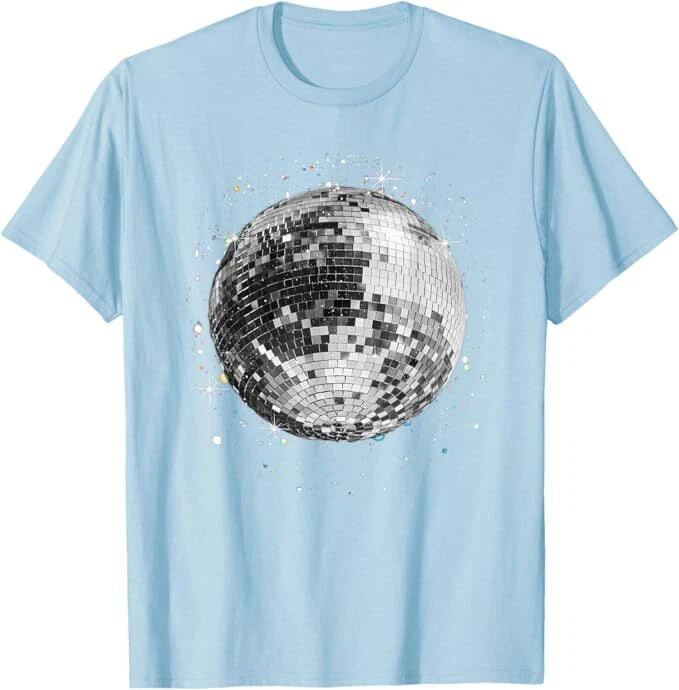 Black and White Disco Ball Club Retro T-Shirt