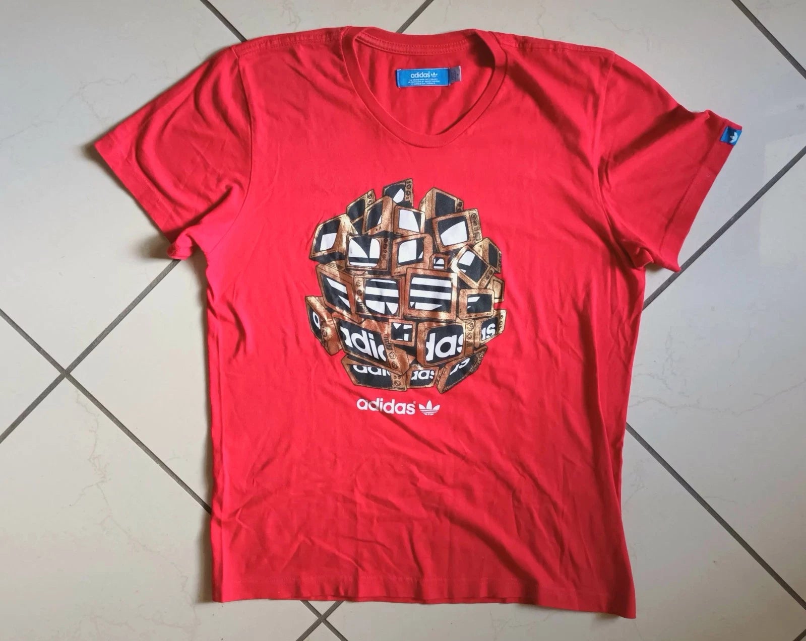 ADIDAS VINTAGE y2k T-SHIRT TREFOIL streetwear hip-HOP sport