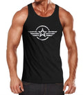 Mens Tank Top Shirt Airforce Symbol Star Army Military Print Emblem