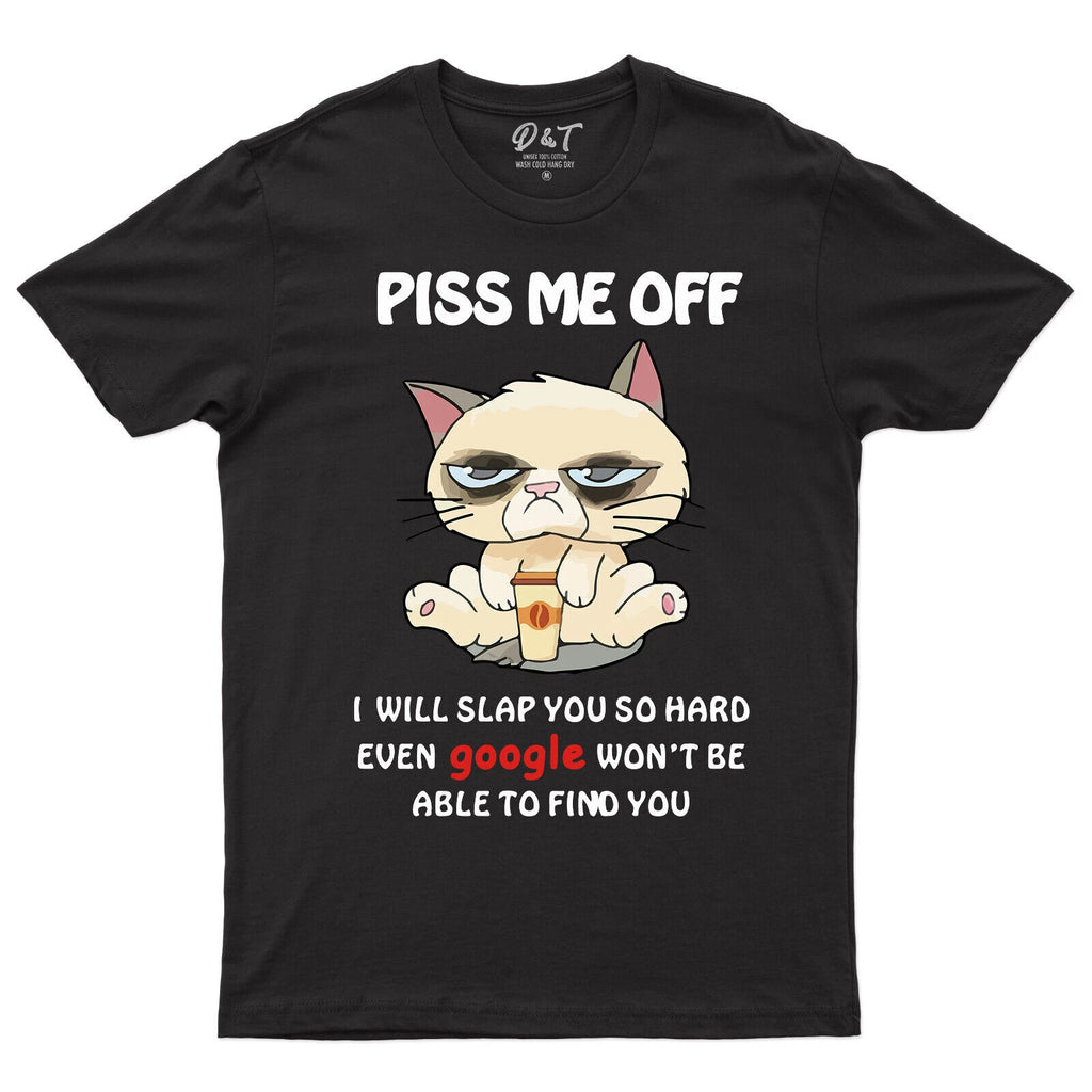 Piss Me Off I Will Slap You So Hard Funny Cat Vintage Mens T Shirt