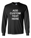 Personalized Long Sleeve T Shirt Custom Text Any Font Crewneck Black Unisex Tee